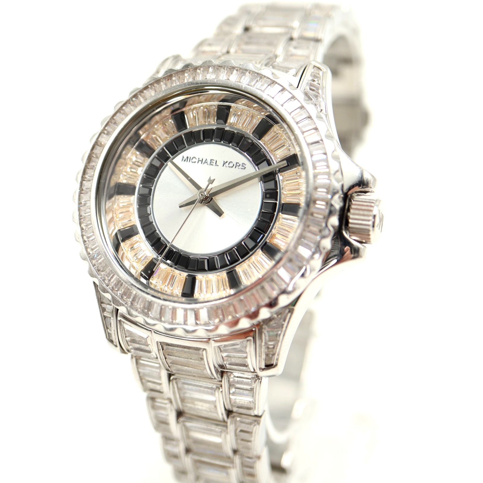 Michael Kors Everest Baguette Crystal 42mm Watch 575 Band Mk5877 W New Battery